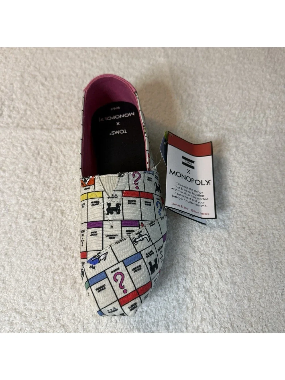 TOMS x Monopoly Alpargata Women’s 6.5 Limited Edition Slip On Shoes NWT
